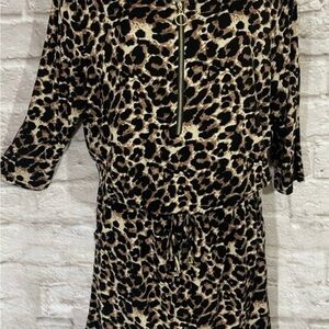 Lascana Animal Print Dress with Drawstring Waist - Size US 12
